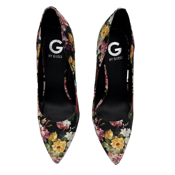 Guess Floral Stiletto Heel Pumps Size 10 M Black garden BOHO UK7 fairy y2k - Picture 2 of 15